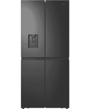 Hisense 454L PureFlat Quad Door French Door Fridge with Water Dispenser- Black Steel HRCD454BW